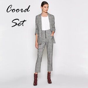 NWT Joie plaid houndstooth blazer & high waisted pants pantsuit set, 4